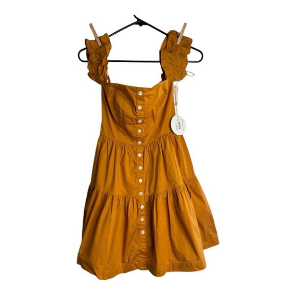 NWT Staud Mini Off The Shoulder Elio Dress In Honey - Picture 2 of 8
